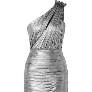 Silver Metallic Retrofete Holiday one shoulder mini dress NWOT